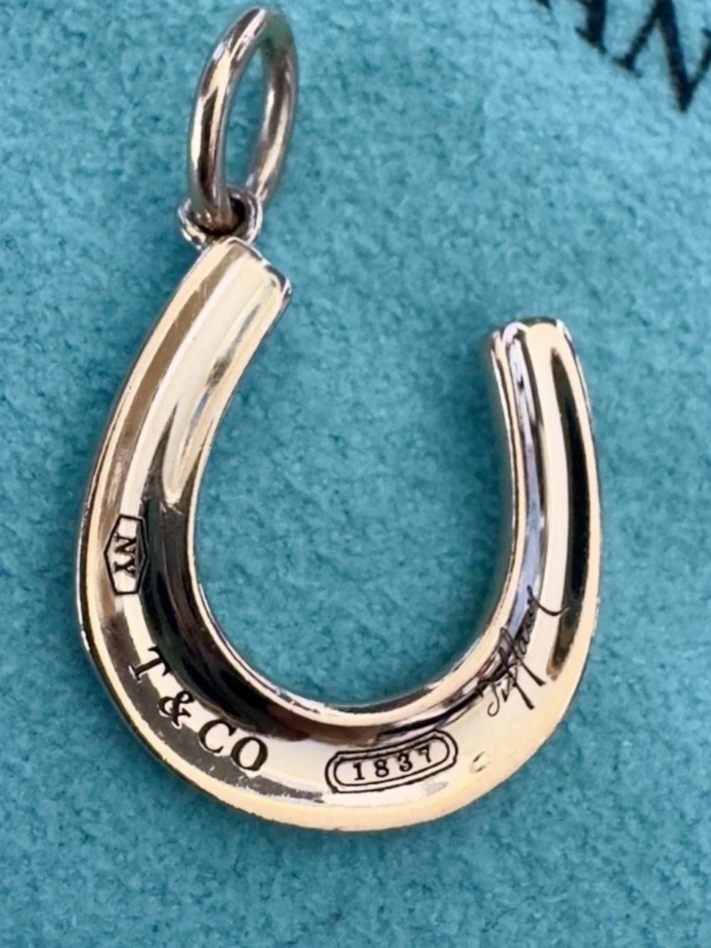 Tiffany & Co Rubedo Gold Sterling Silver 1837 Horseshoe Charm Pendant - Picture 3 of 9